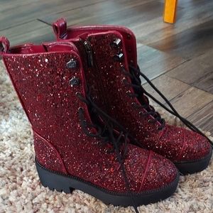 Micheal kors burgundy sparkle boots size 5.5 women's